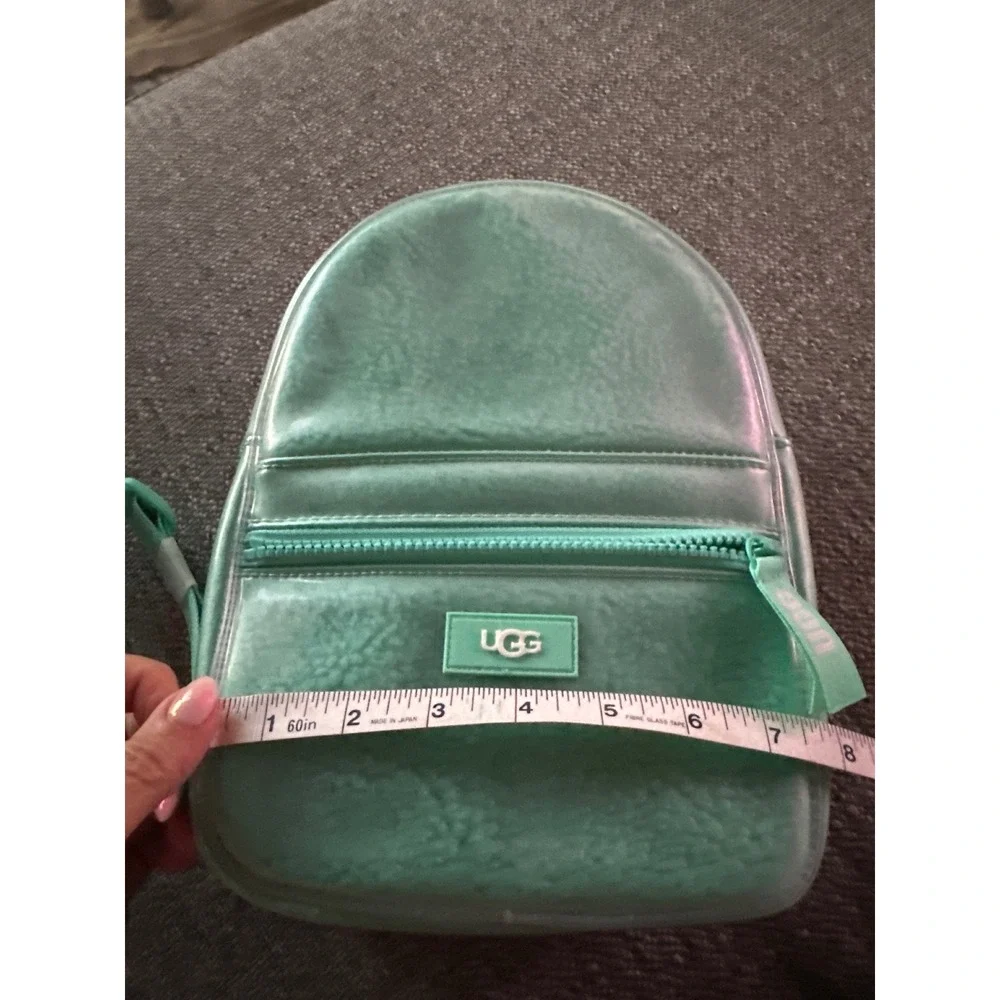 UGG Danni Clear Mini Backpack Sage Green Faux Shearling TPU 1113835 NWOT